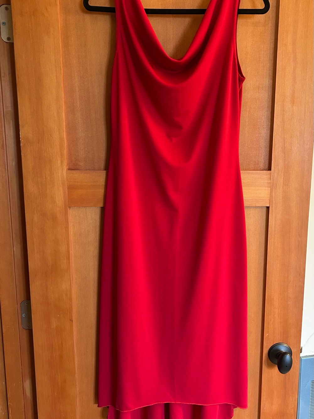 Sleeveless Red Cowl Neck High-Low Dress